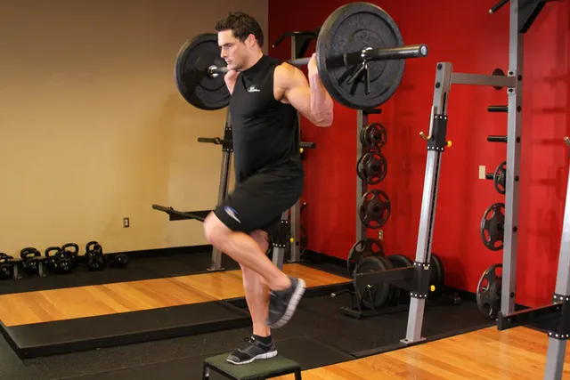 Barbell Step Ups, finishing position