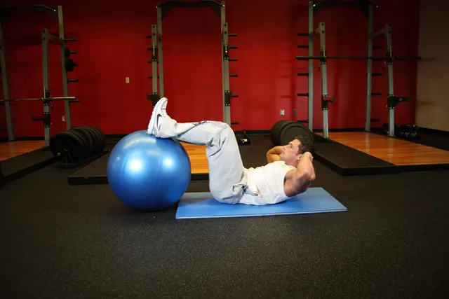 Crunch - Legs On Exercise Ball, finishing position