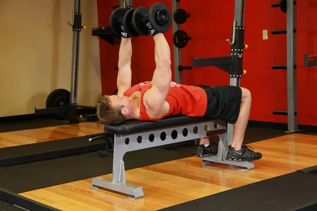 Dumbbell Bench Press, finishing position