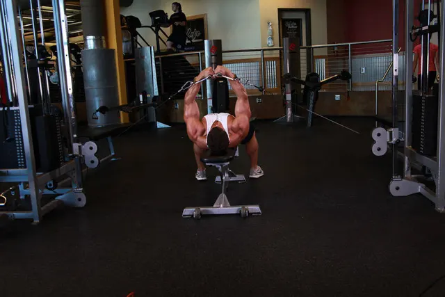 Flat Bench Cable Flyes, finishing position