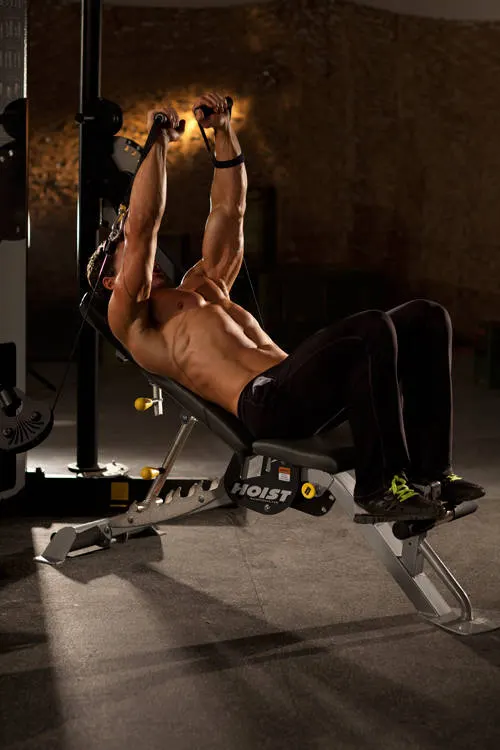 Incline Cable Chest Press, finishing position