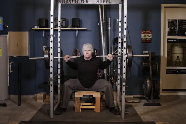Reverse Band Box Squat, finishing position