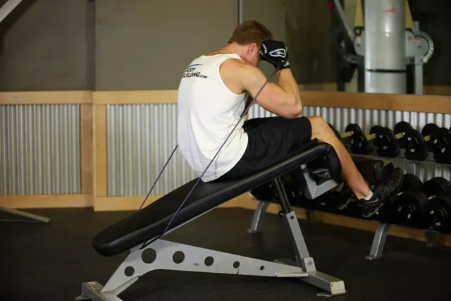 Weighted Sit-Ups - With Bands, finishing position