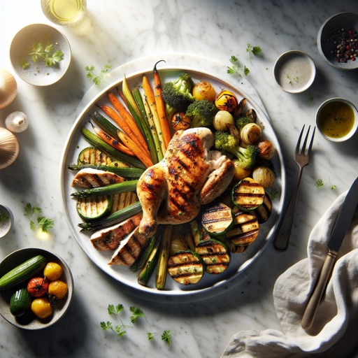 Grilled chicken with roasted vegetables recipe